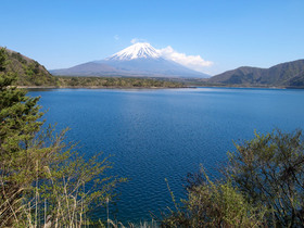 本栖湖と富士山