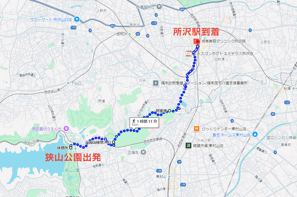 狭山公園～八国山～所沢駅ウォーキングルート