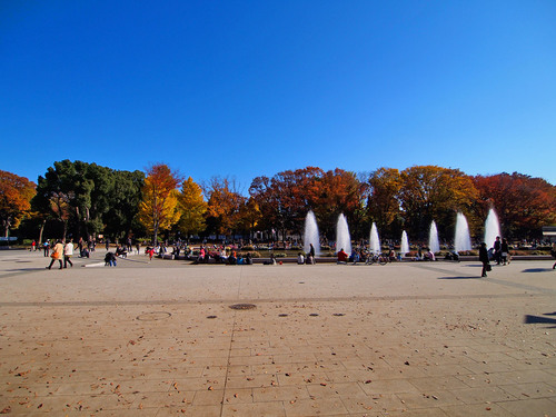 紅葉と大噴水