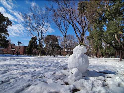 上野公園と雪だるま