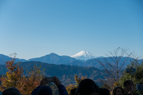 高尾山から富士山を望む